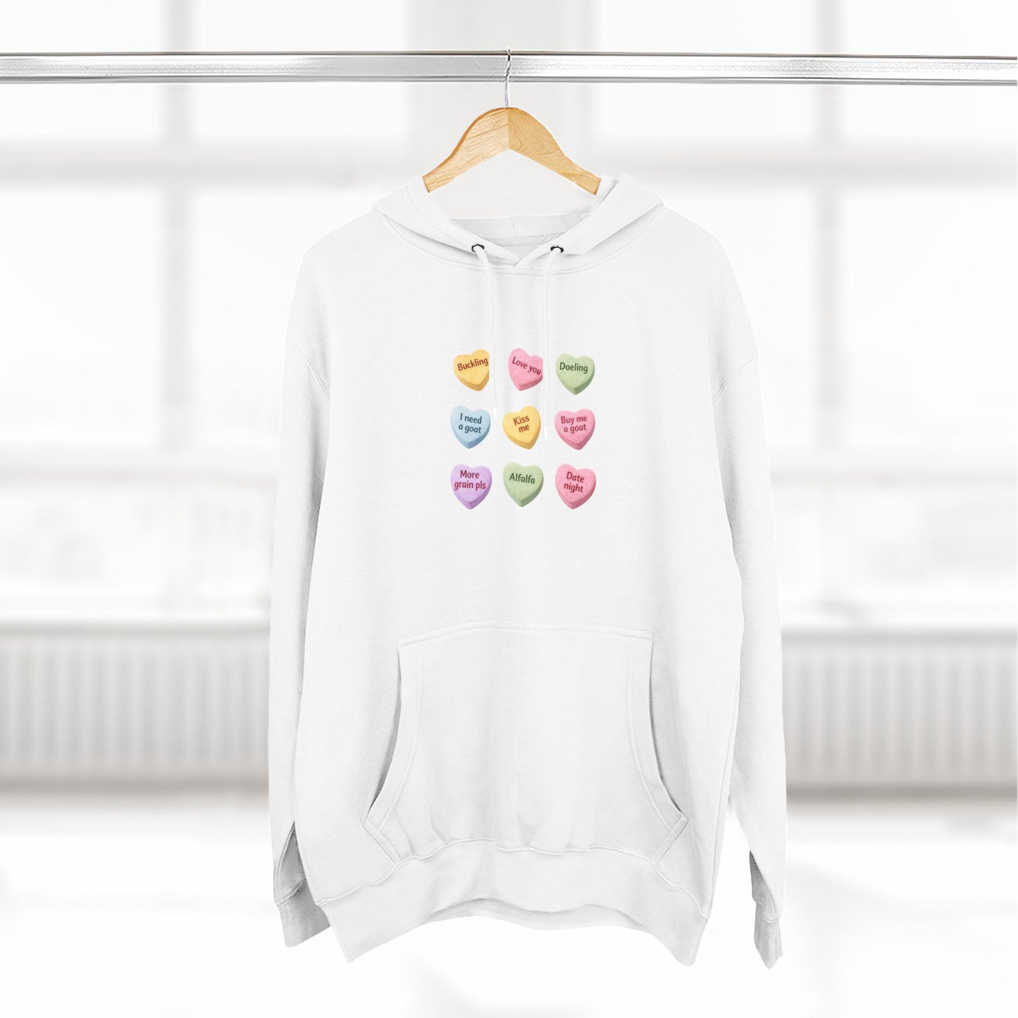 Three-Panel Fleece Hoodie - "Candy Hearts"