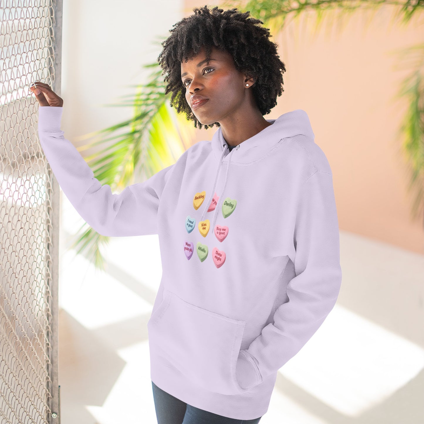 Three-Panel Fleece Hoodie - "Candy Hearts"