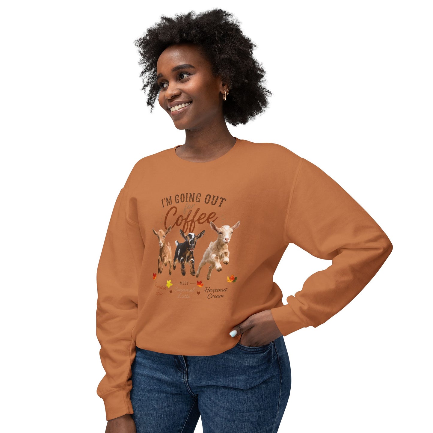 Unisex Lightweight Crewneck Sweatshirt - "Coffee Meet"
