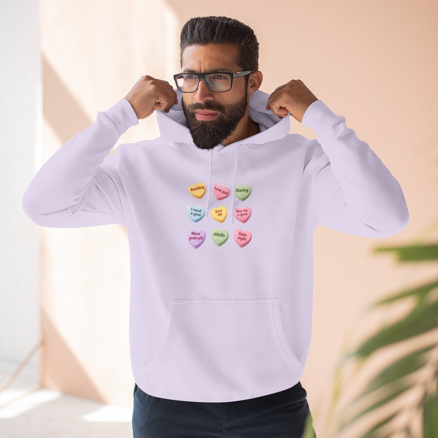Three-Panel Fleece Hoodie - "Candy Hearts"