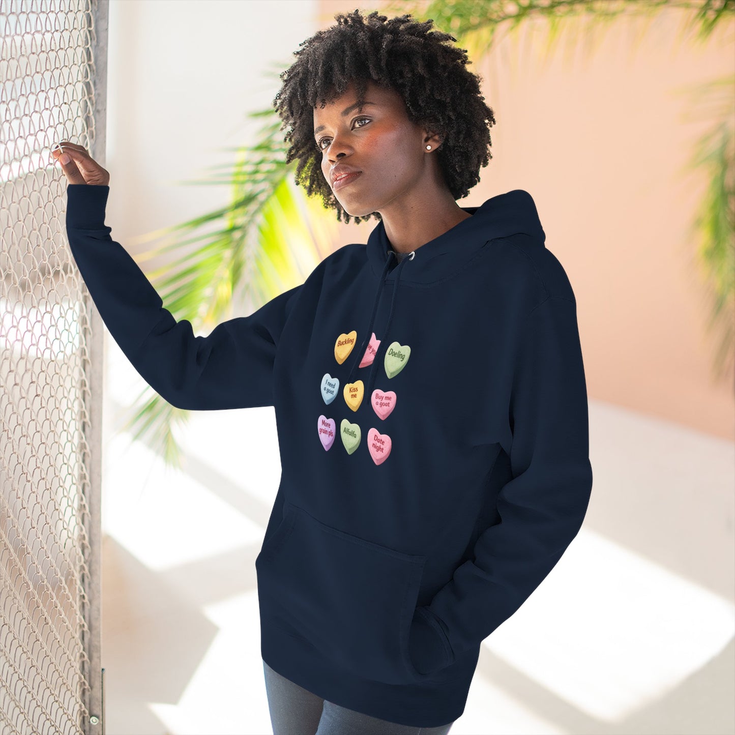 Three-Panel Fleece Hoodie - "Candy Hearts"