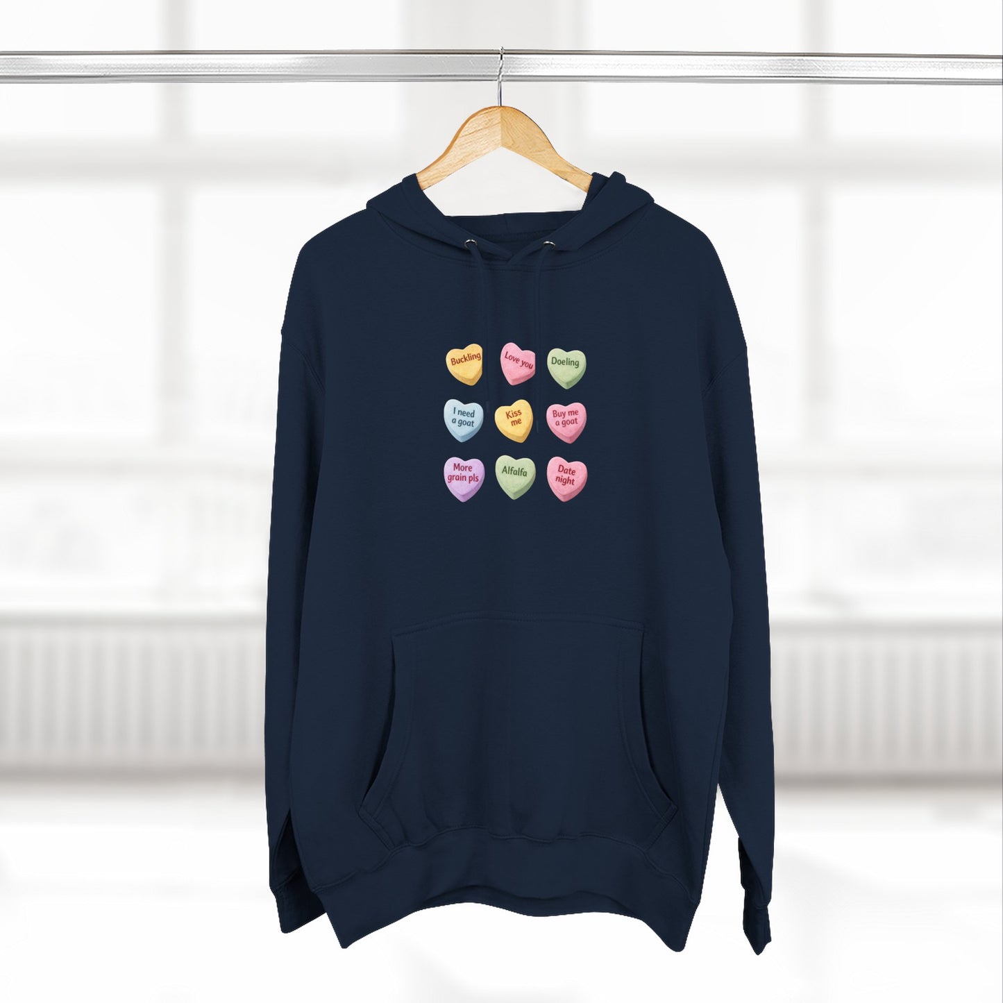 Three-Panel Fleece Hoodie - "Candy Hearts"