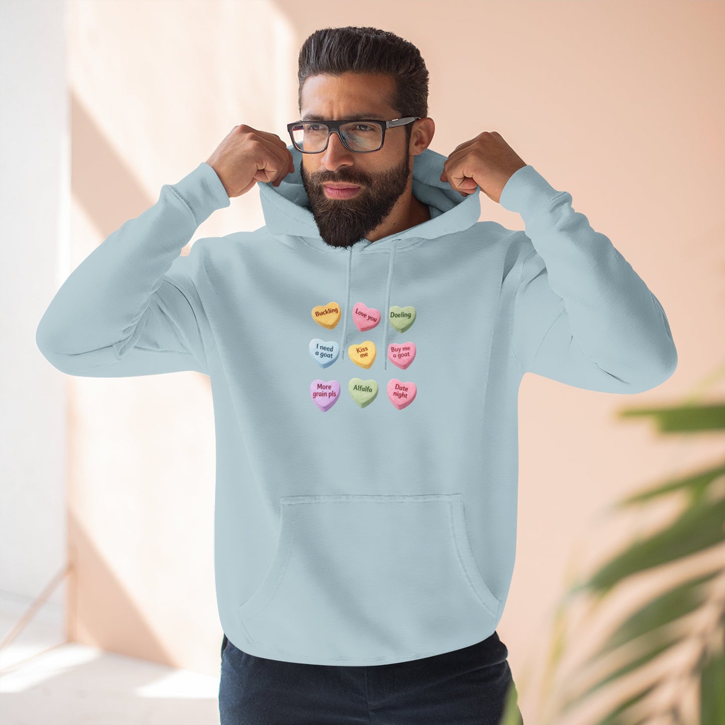 Three-Panel Fleece Hoodie - "Candy Hearts"