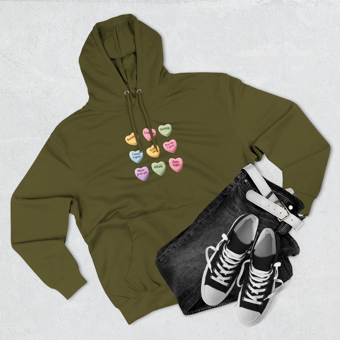 Three-Panel Fleece Hoodie - "Candy Hearts"