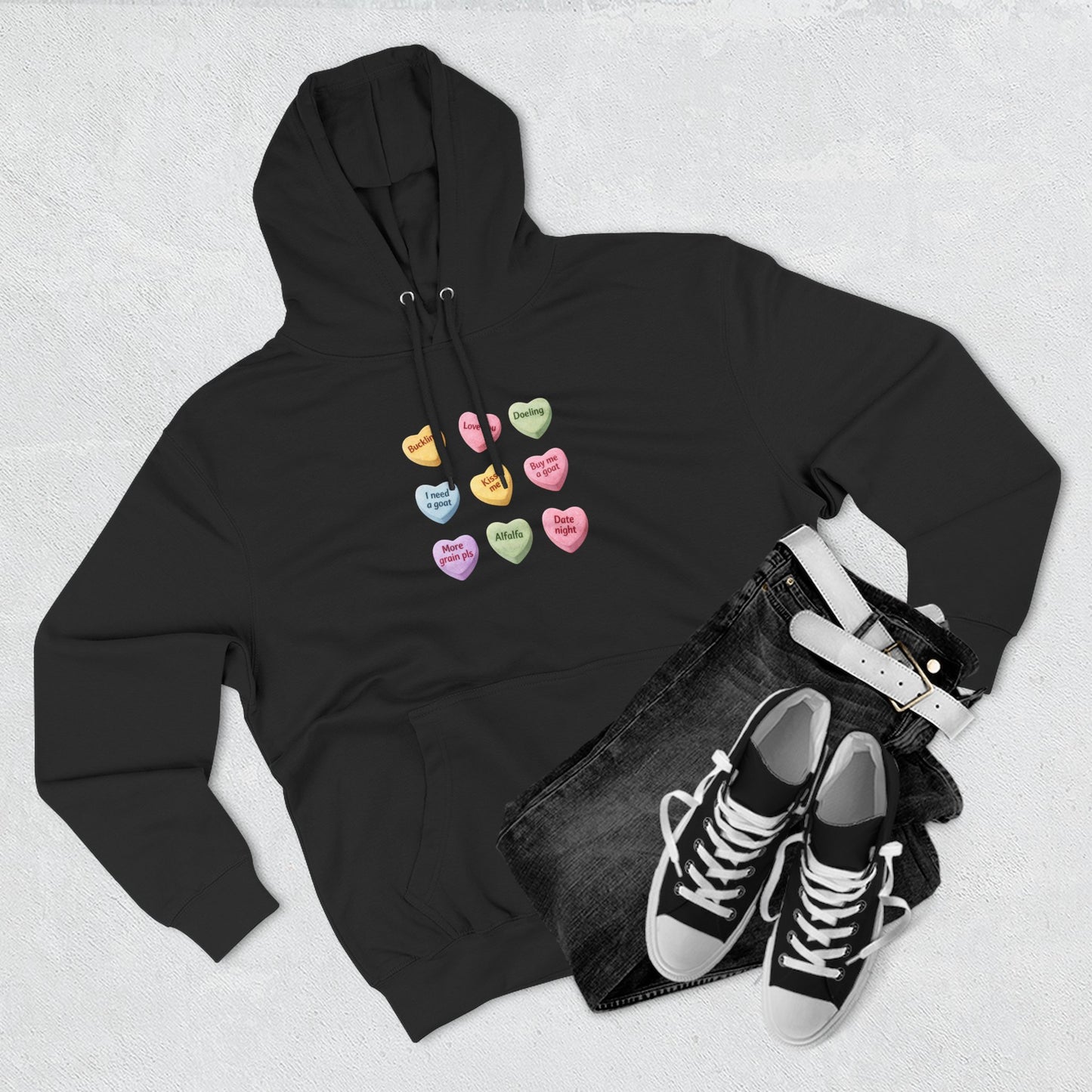 Three-Panel Fleece Hoodie - "Candy Hearts"