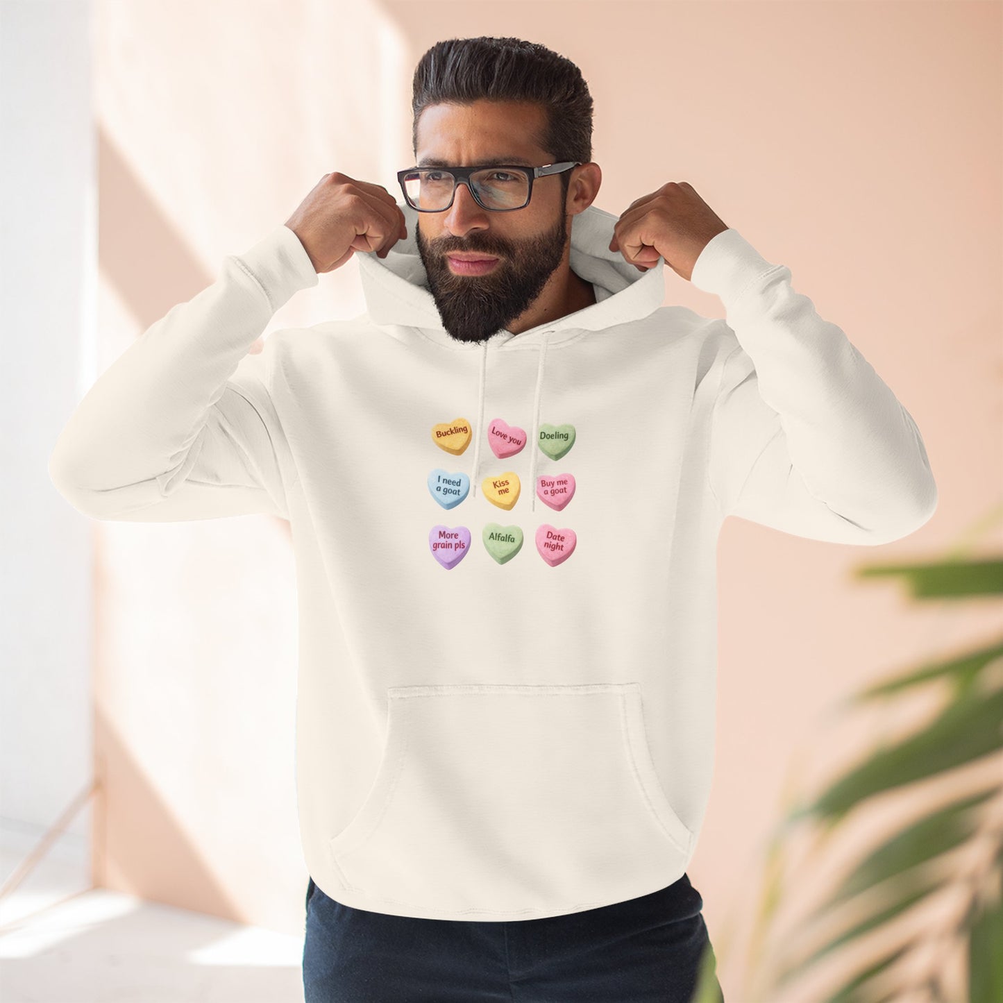 Three-Panel Fleece Hoodie - "Candy Hearts"