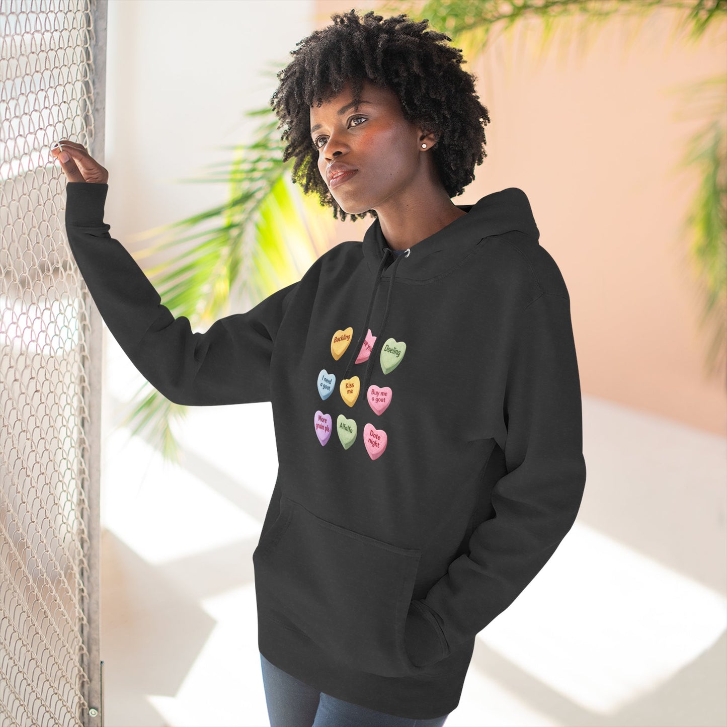 Three-Panel Fleece Hoodie - "Candy Hearts"