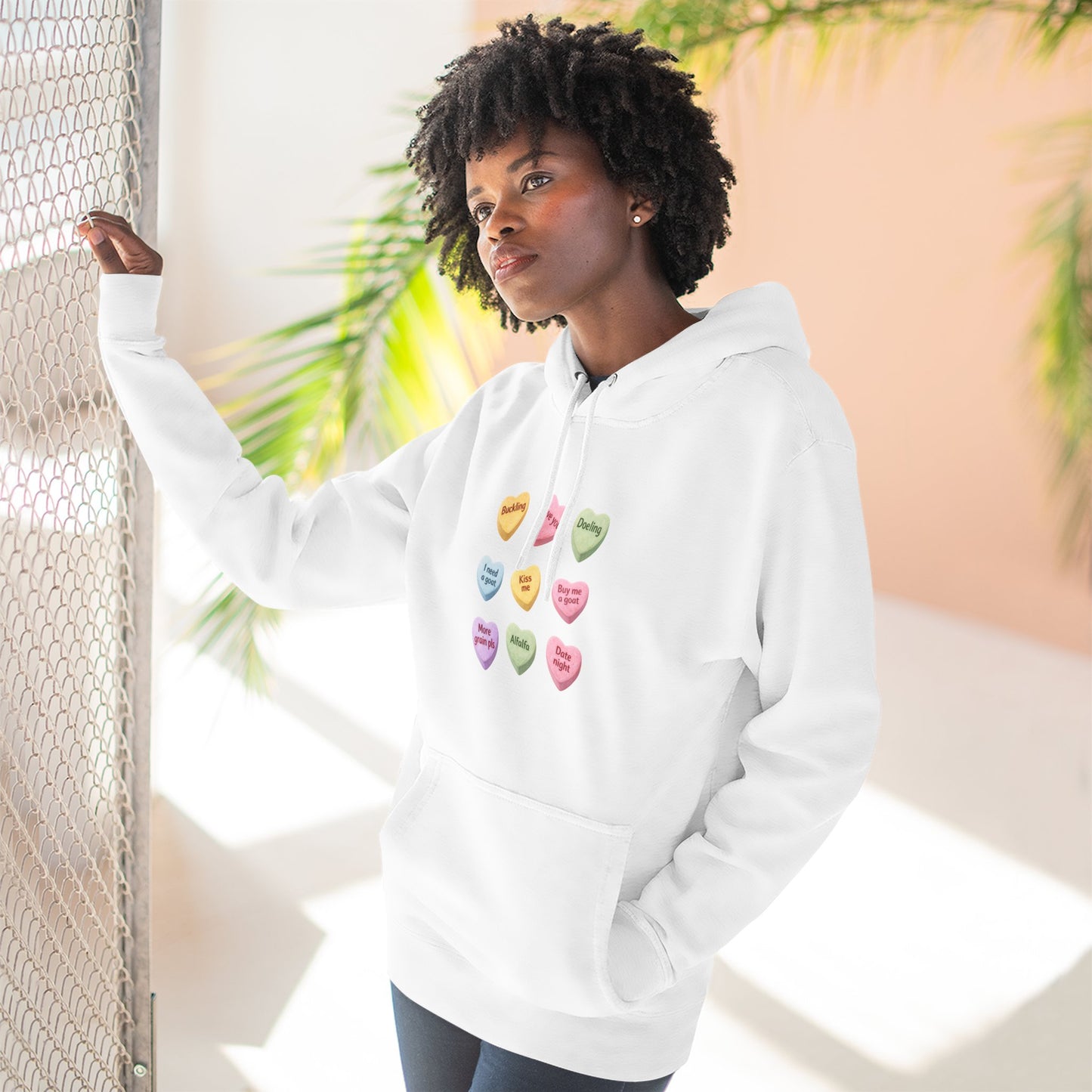 Three-Panel Fleece Hoodie - "Candy Hearts"