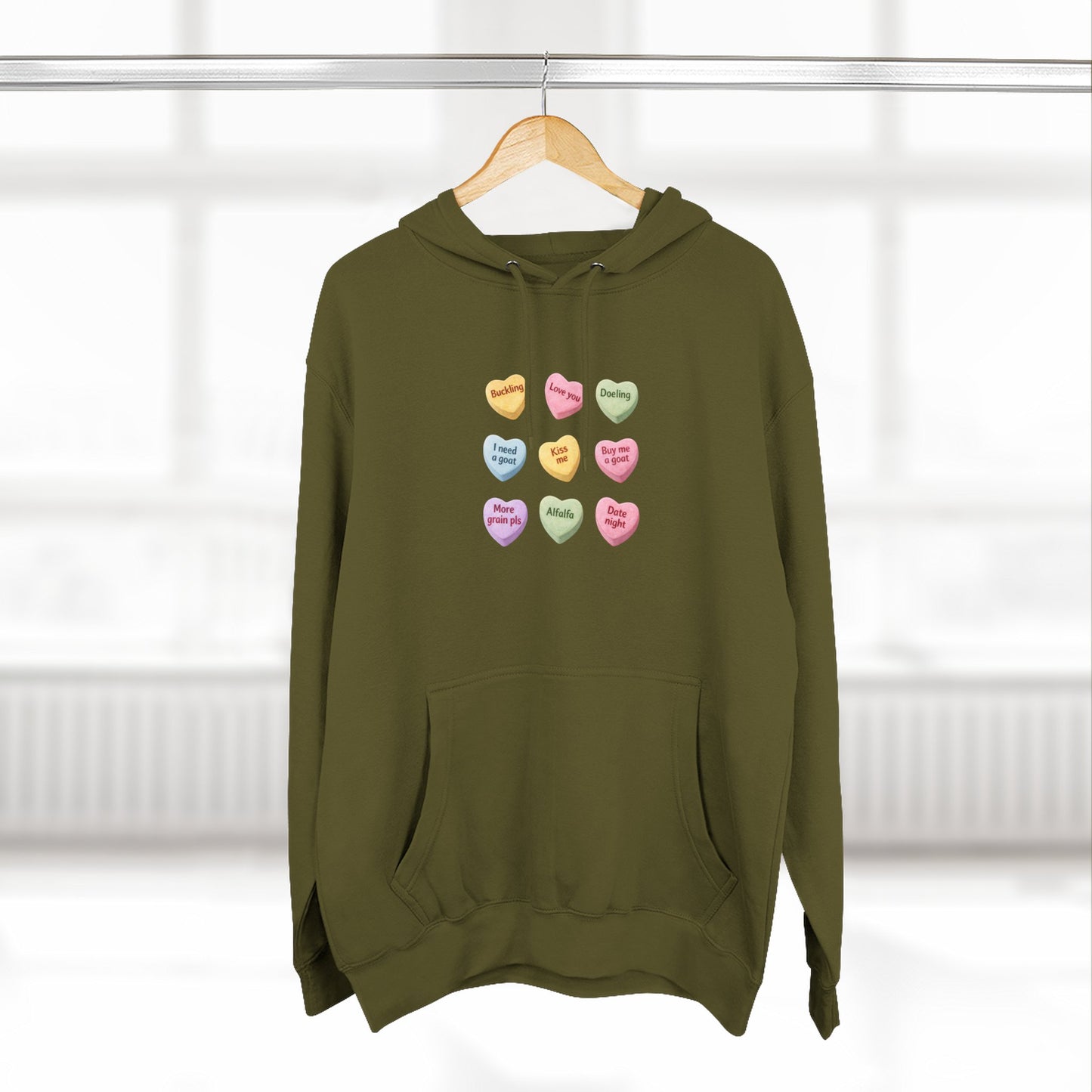 Three-Panel Fleece Hoodie - "Candy Hearts"
