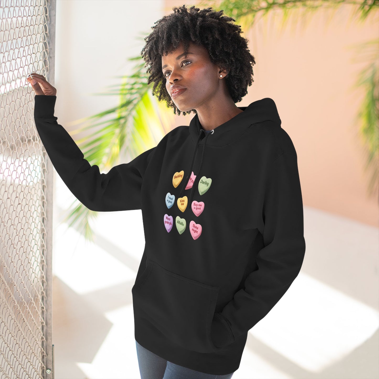Three-Panel Fleece Hoodie - "Candy Hearts"