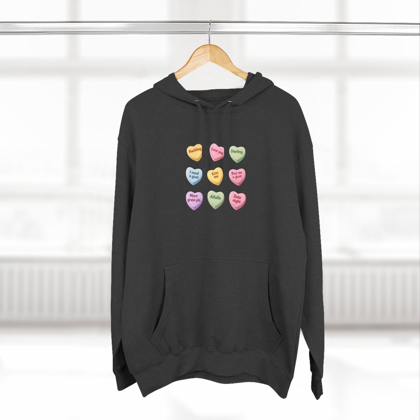 Three-Panel Fleece Hoodie - "Candy Hearts"