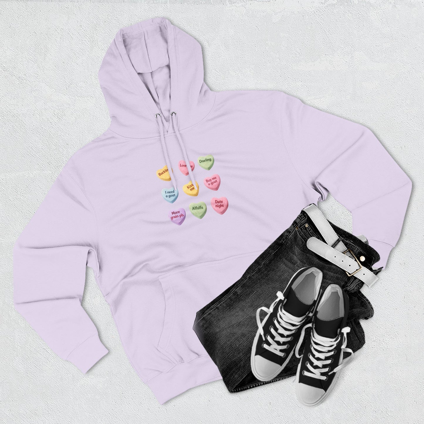 Three-Panel Fleece Hoodie - "Candy Hearts"