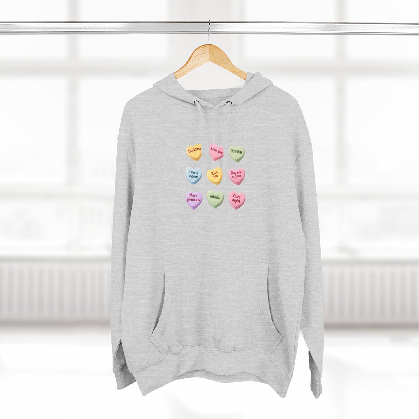 Three-Panel Fleece Hoodie - "Candy Hearts"