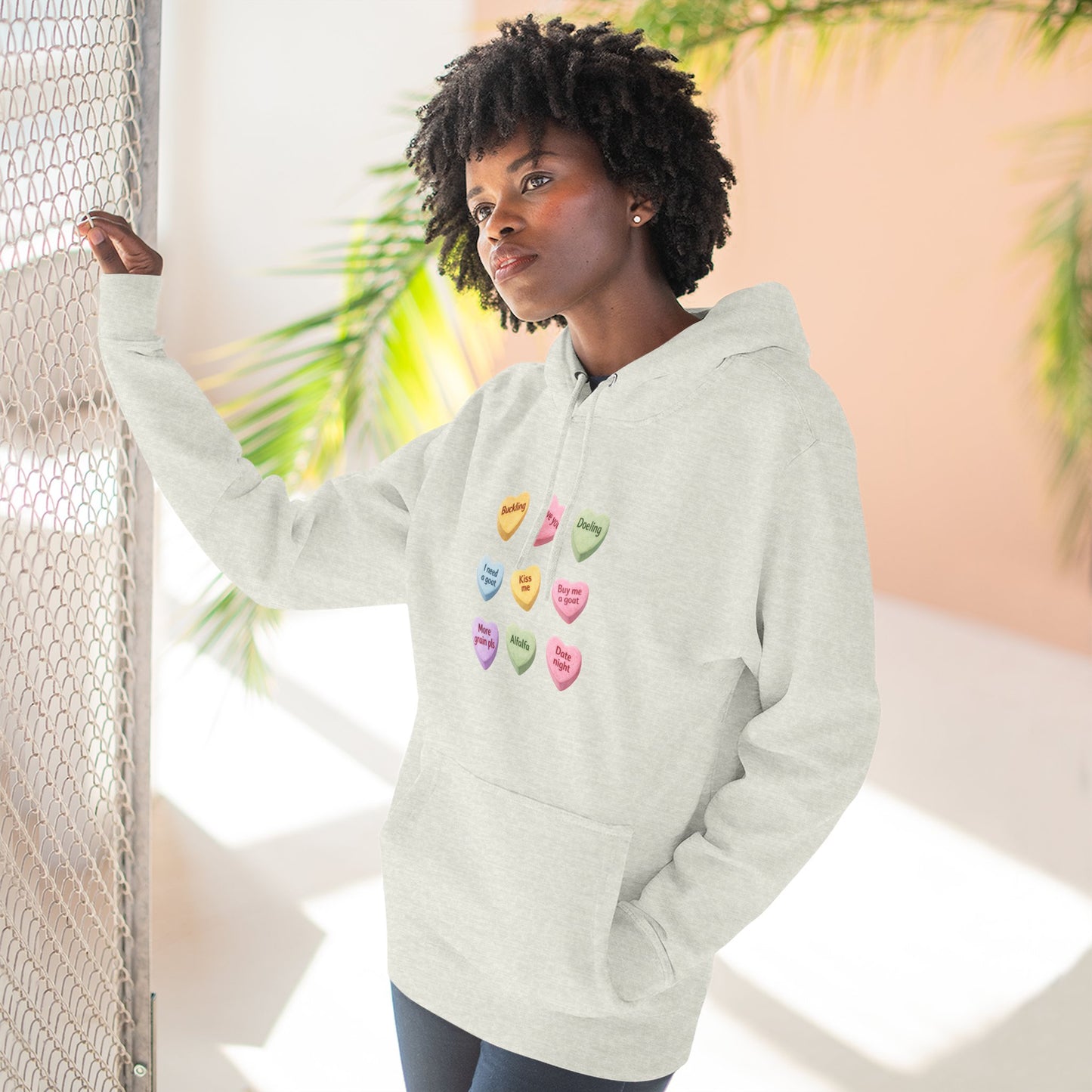 Three-Panel Fleece Hoodie - "Candy Hearts"