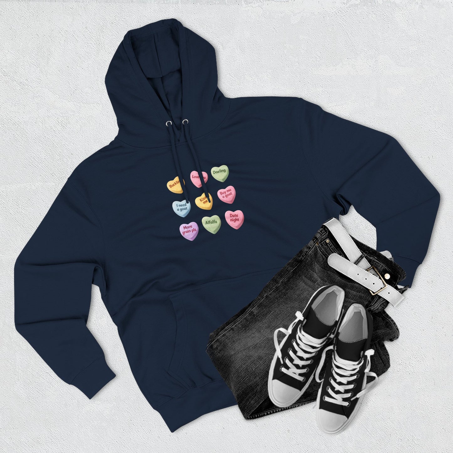 Three-Panel Fleece Hoodie - "Candy Hearts"