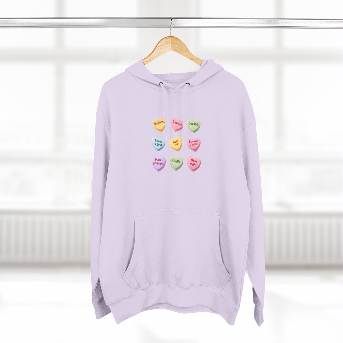 Three-Panel Fleece Hoodie - "Candy Hearts"