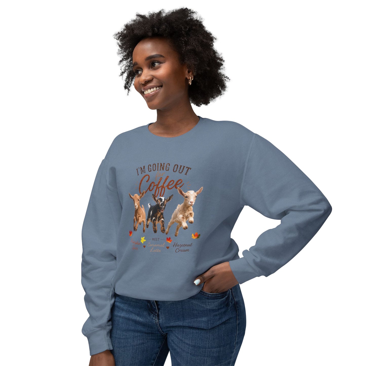 Unisex Lightweight Crewneck Sweatshirt - "Coffee Meet"