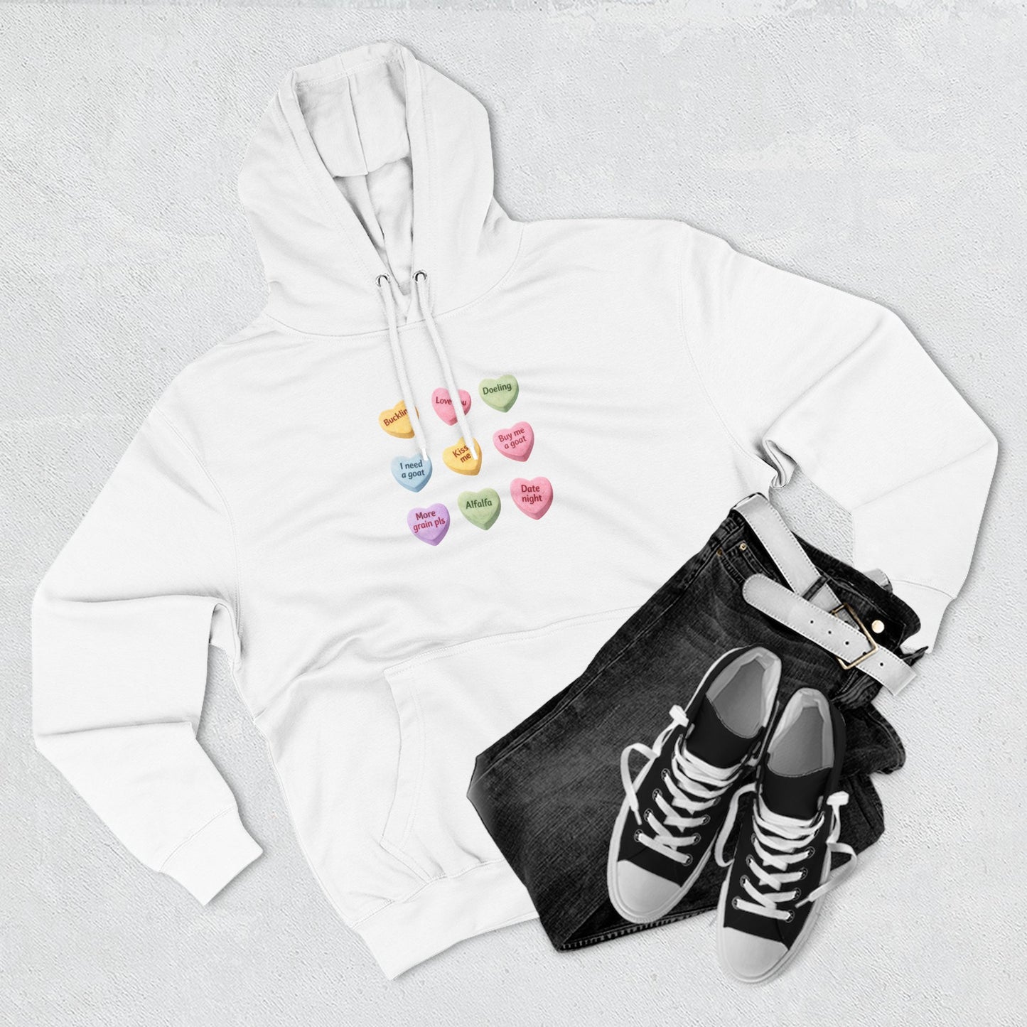 Three-Panel Fleece Hoodie - "Candy Hearts"