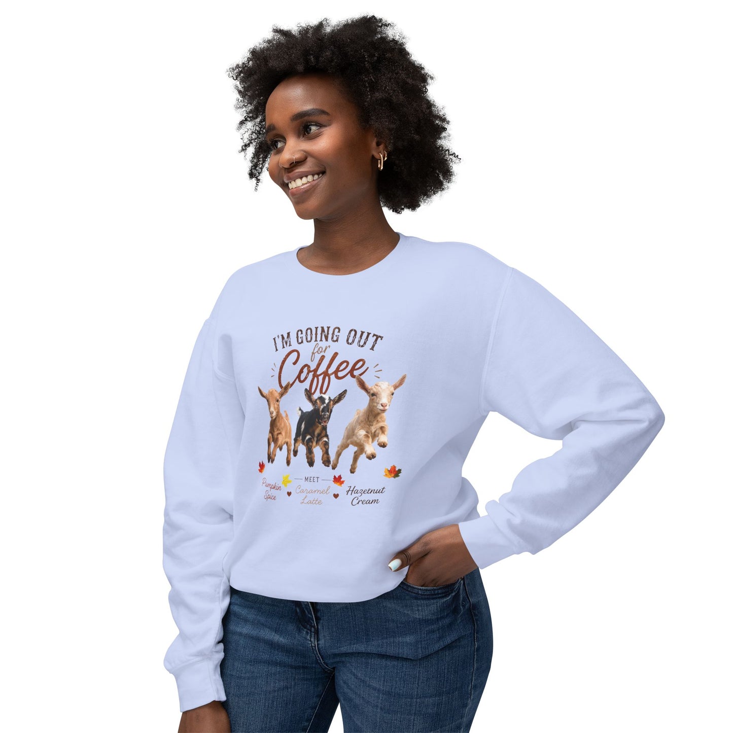 Unisex Lightweight Crewneck Sweatshirt - "Coffee Meet"