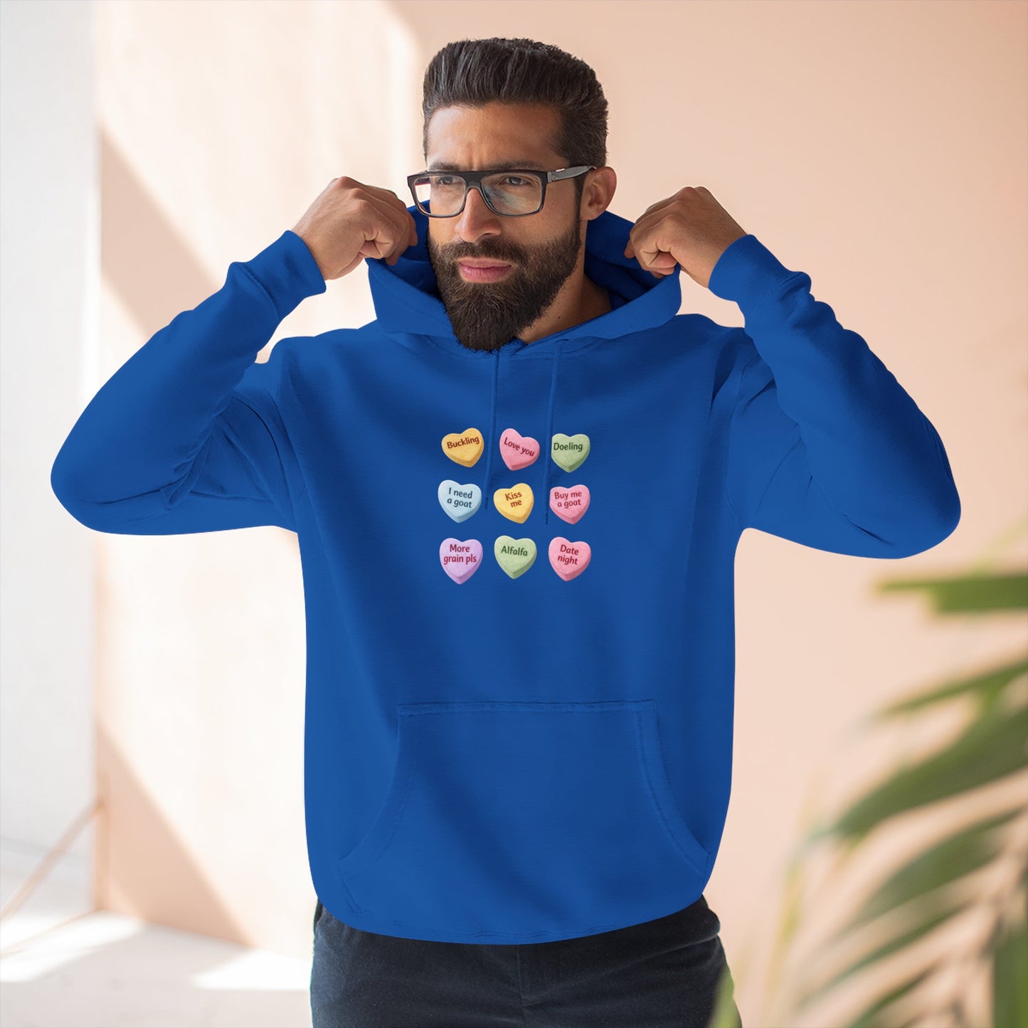 Three-Panel Fleece Hoodie - "Candy Hearts"