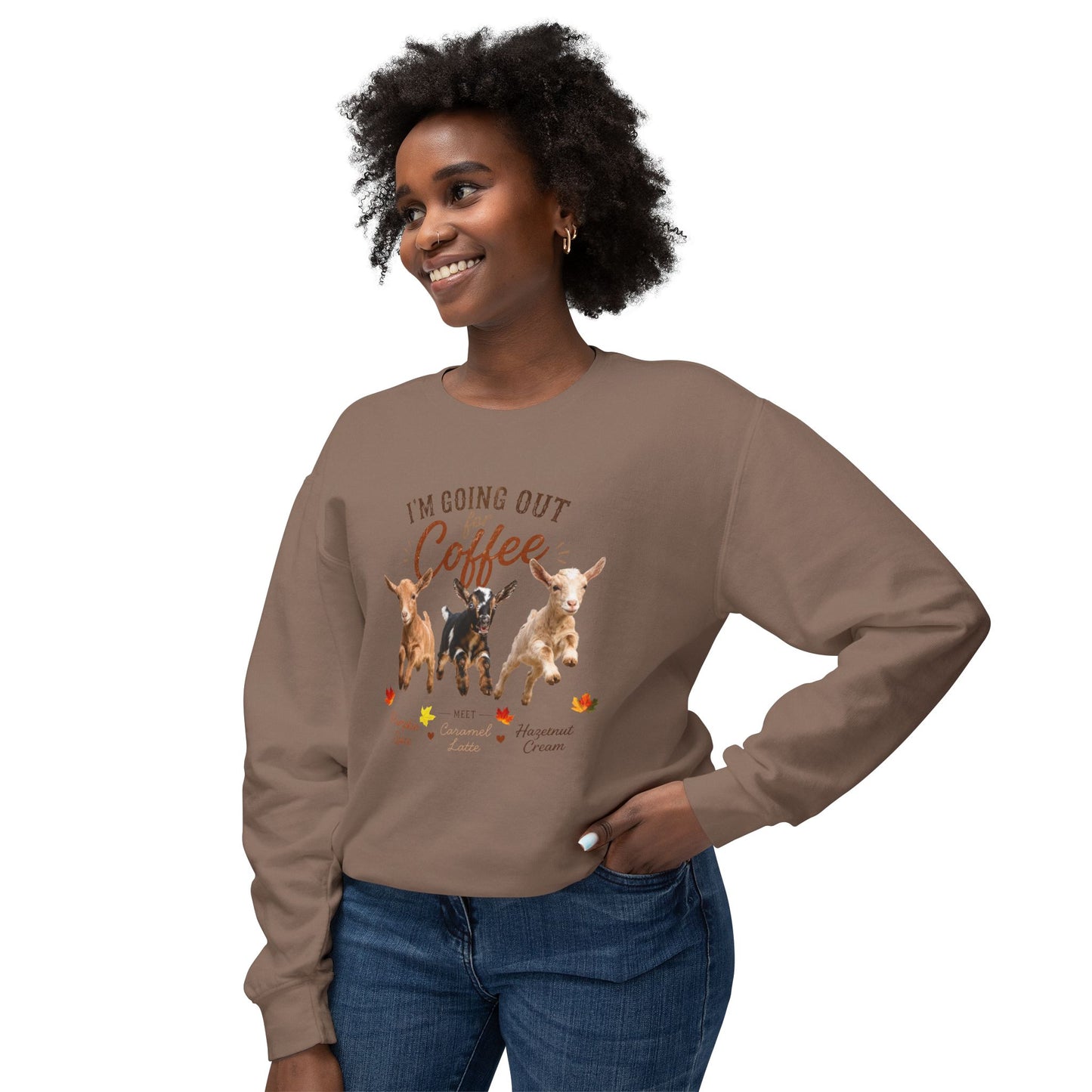 Unisex Lightweight Crewneck Sweatshirt - "Coffee Meet"