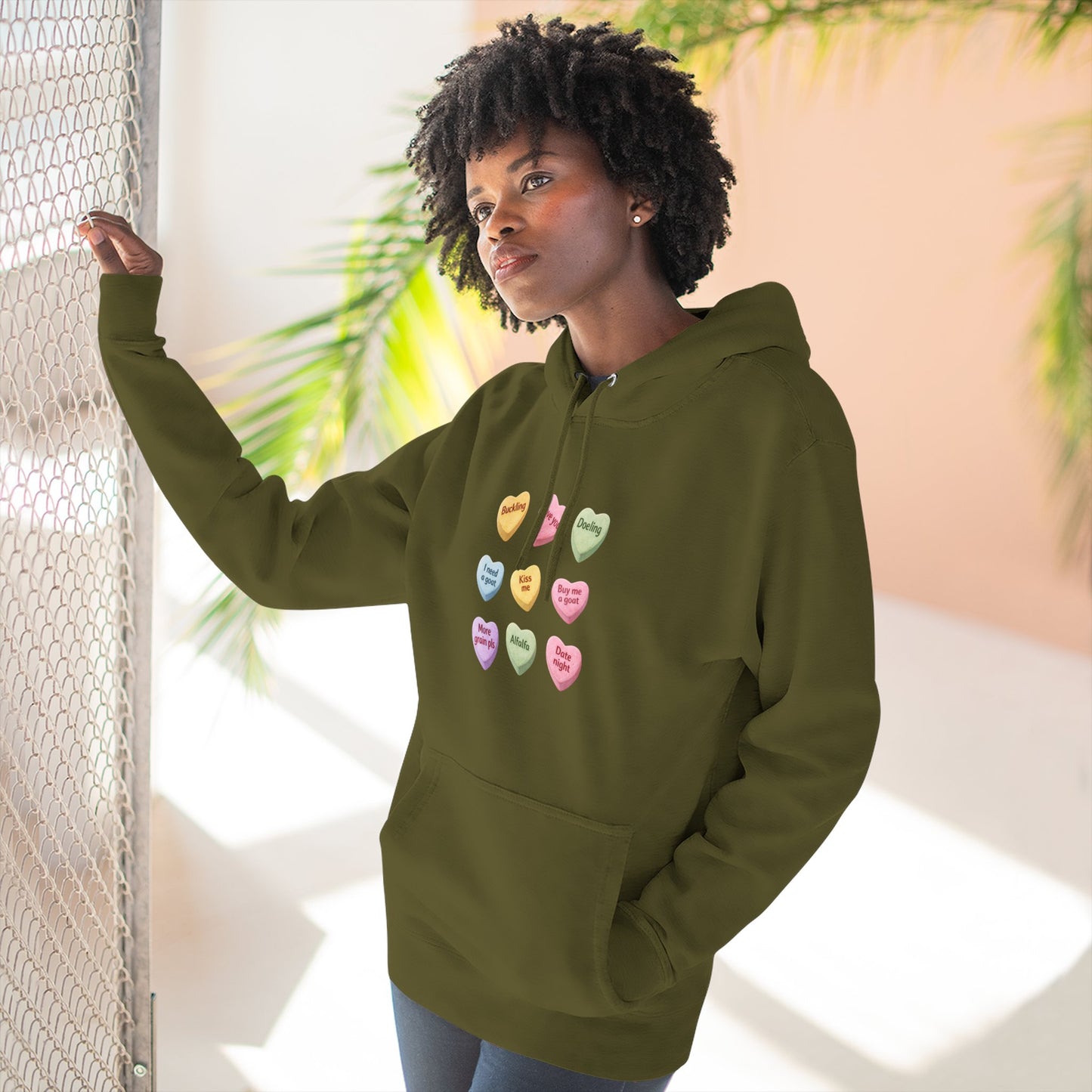 Three-Panel Fleece Hoodie - "Candy Hearts"