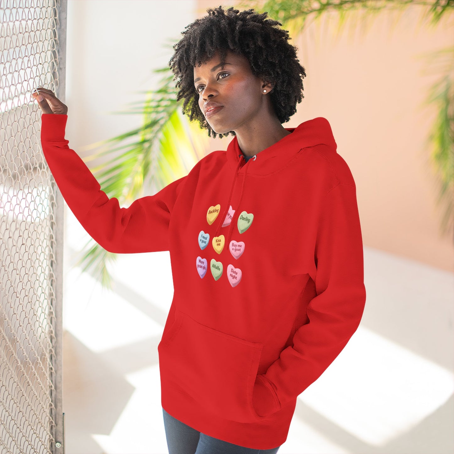 Three-Panel Fleece Hoodie - "Candy Hearts"