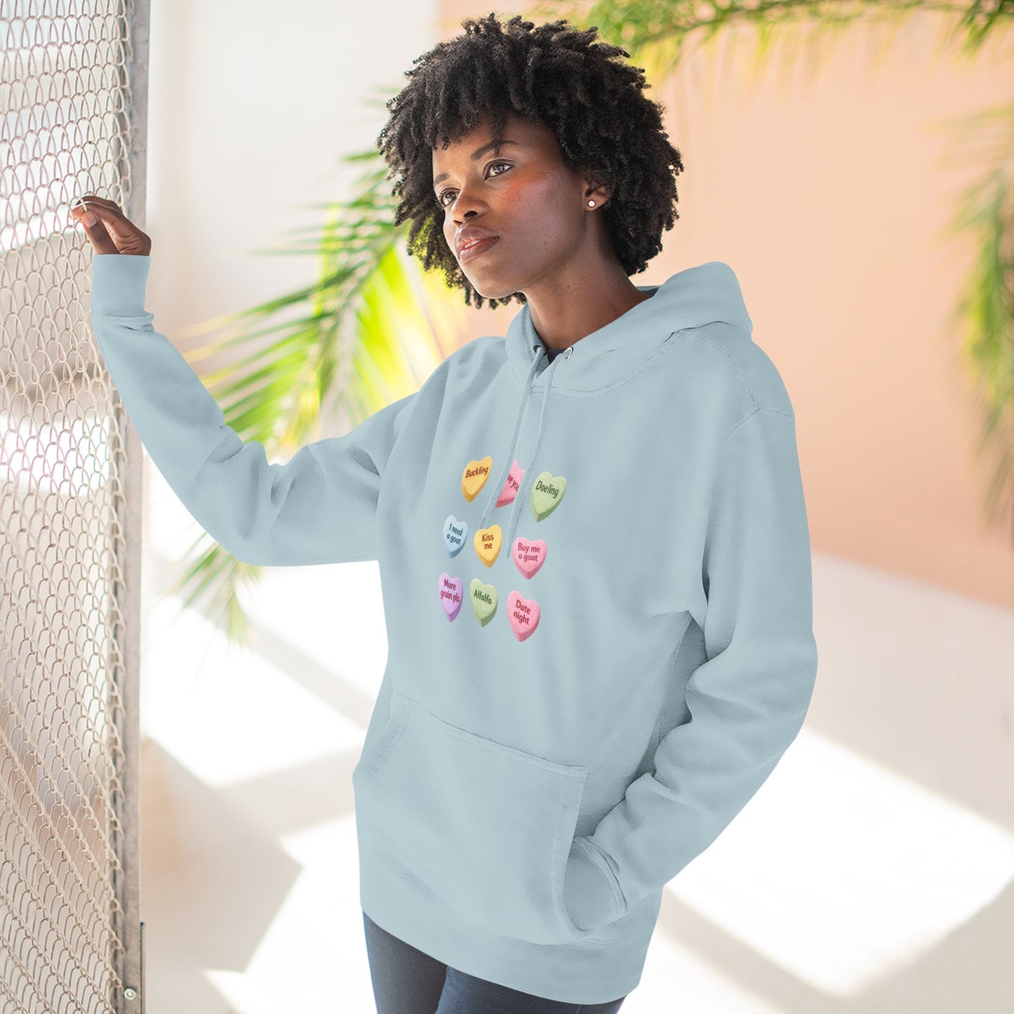 Three-Panel Fleece Hoodie - "Candy Hearts"
