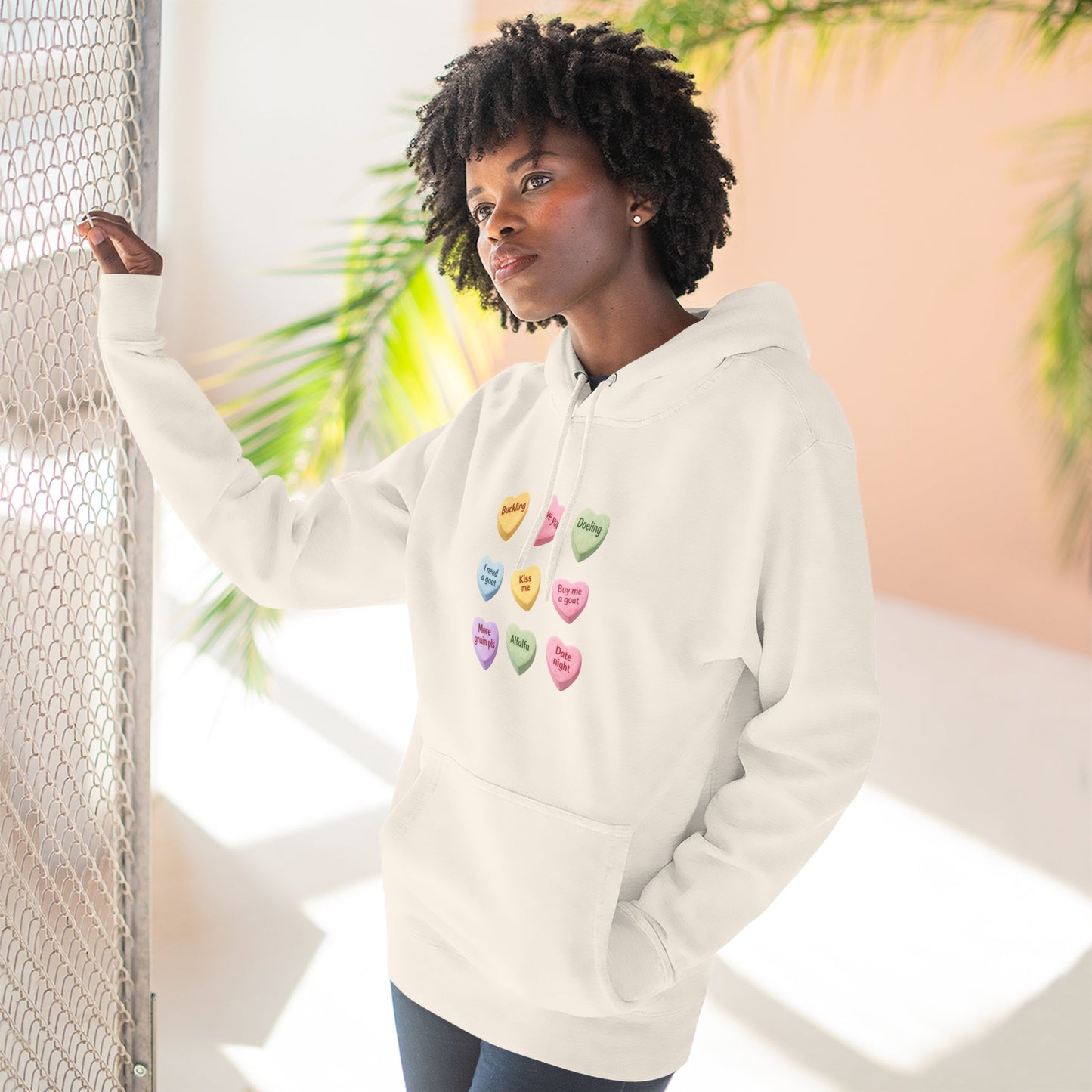 Three-Panel Fleece Hoodie - "Candy Hearts"