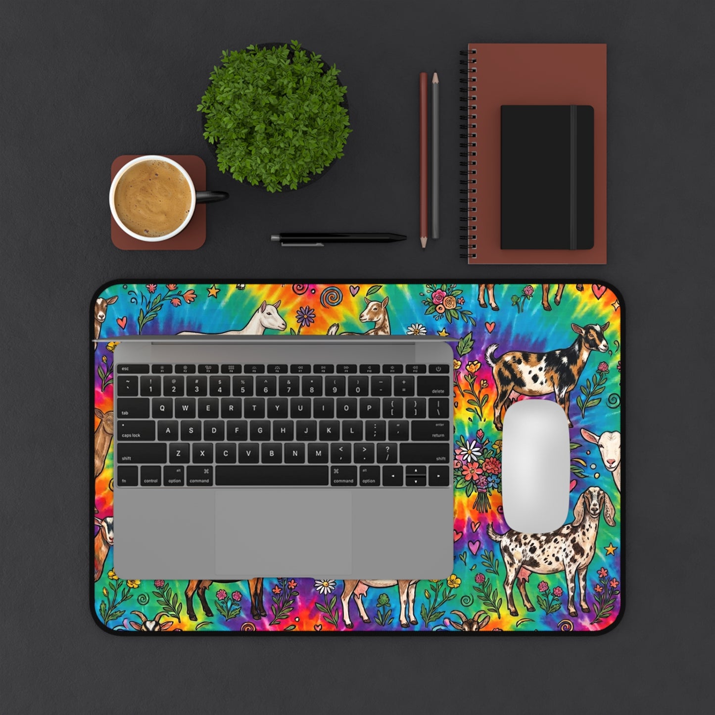Goat Desk Mat - "Tie Dye & Goats"