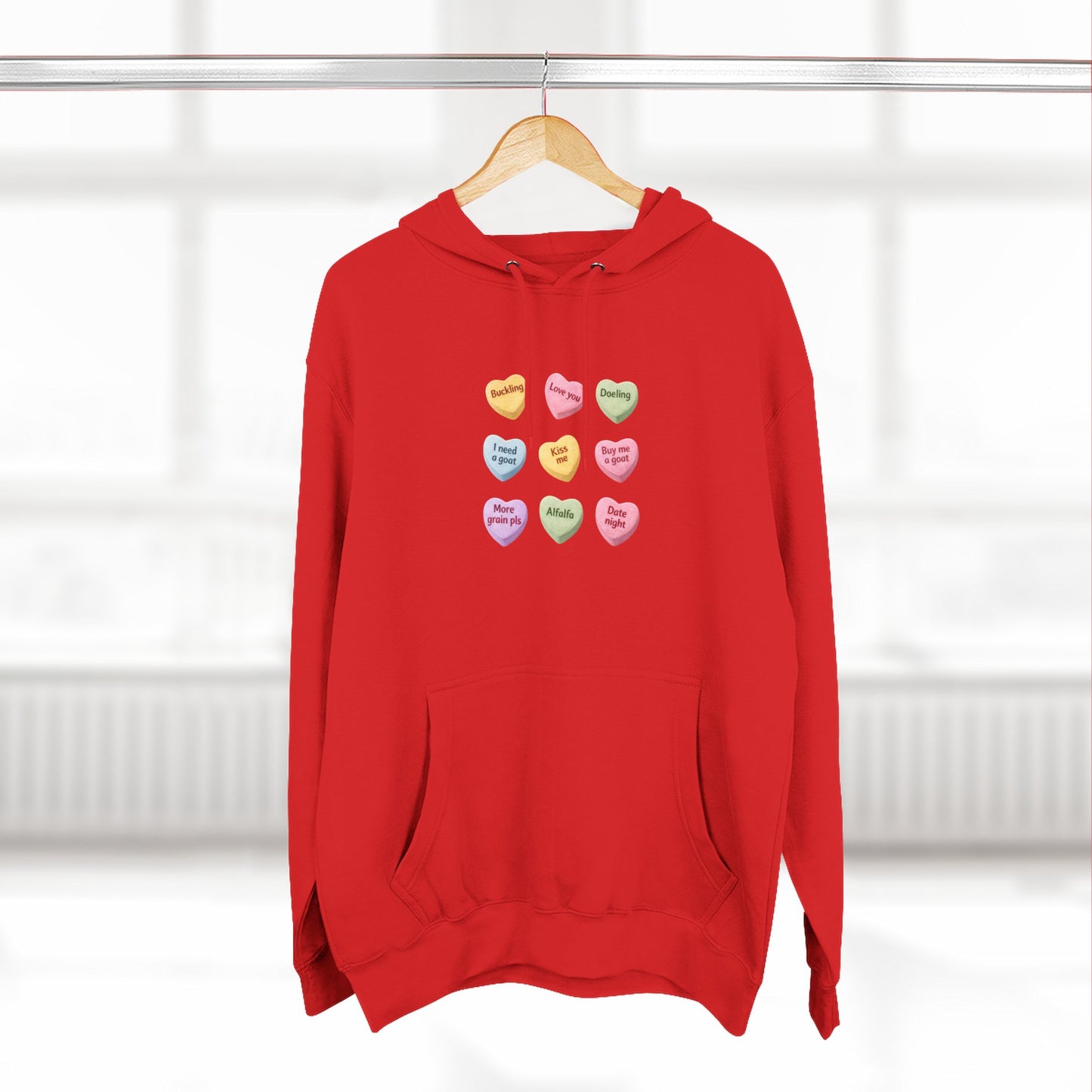 Three-Panel Fleece Hoodie - "Candy Hearts"