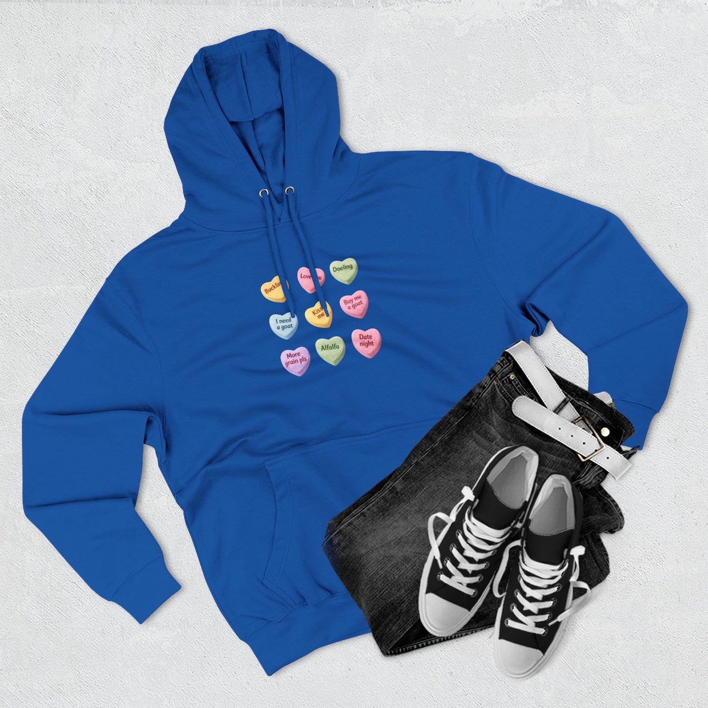 Three-Panel Fleece Hoodie - "Candy Hearts"