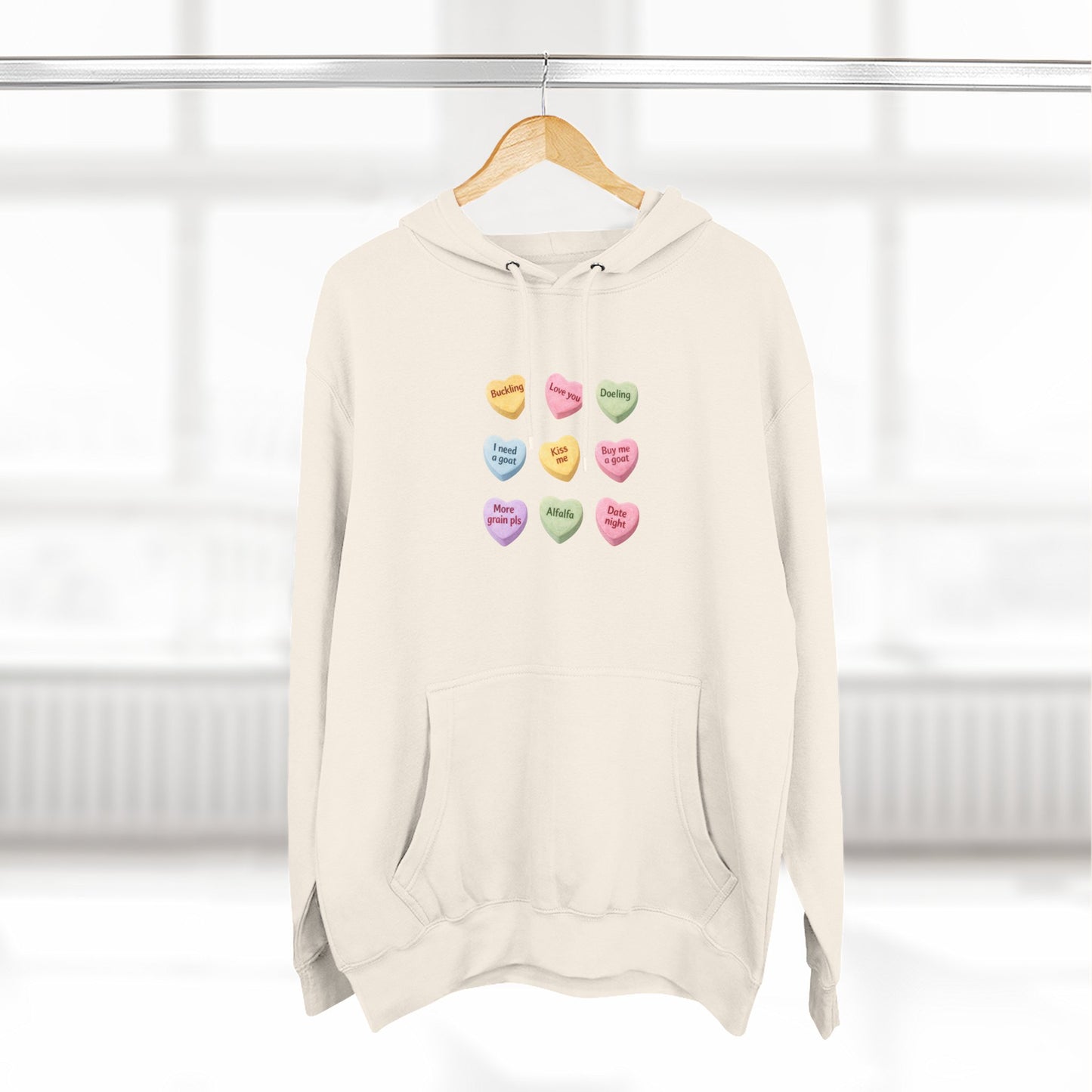 Three-Panel Fleece Hoodie - "Candy Hearts"