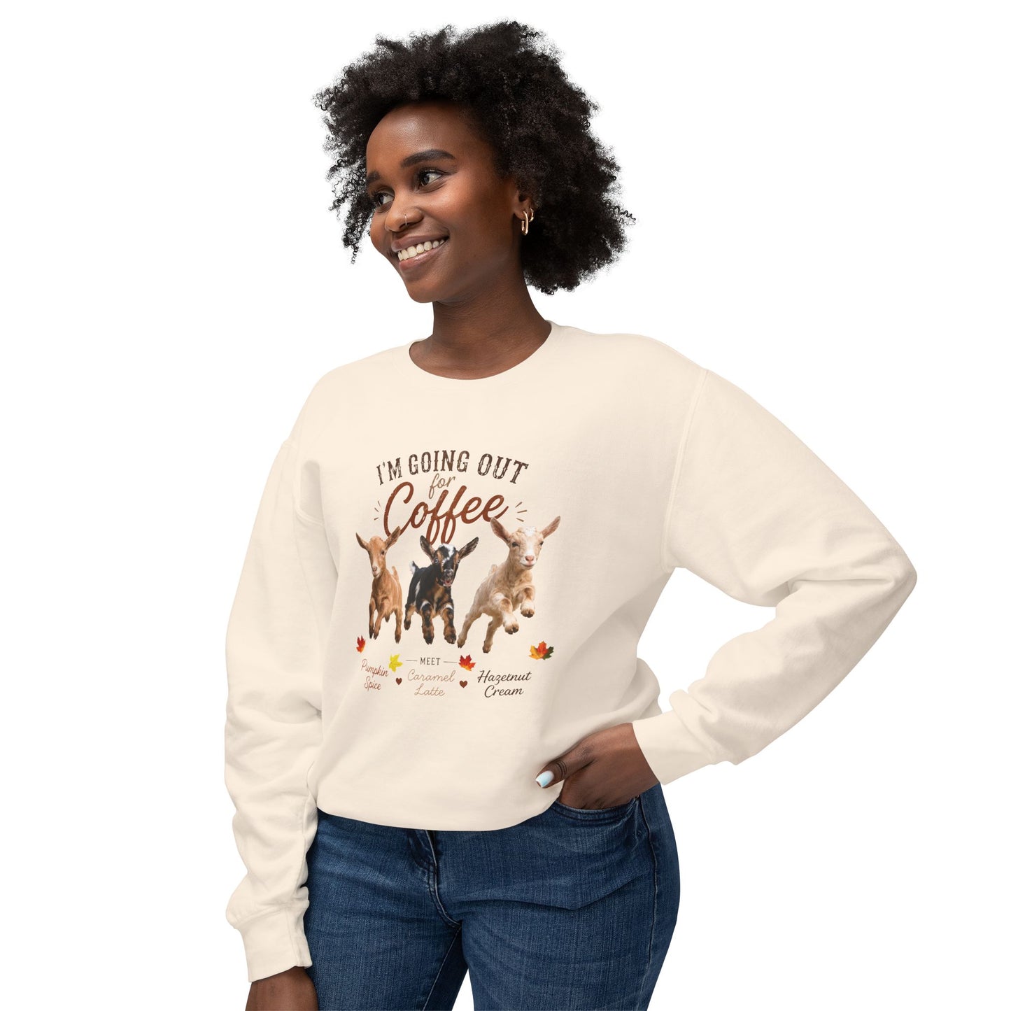 Unisex Lightweight Crewneck Sweatshirt - "Coffee Meet"