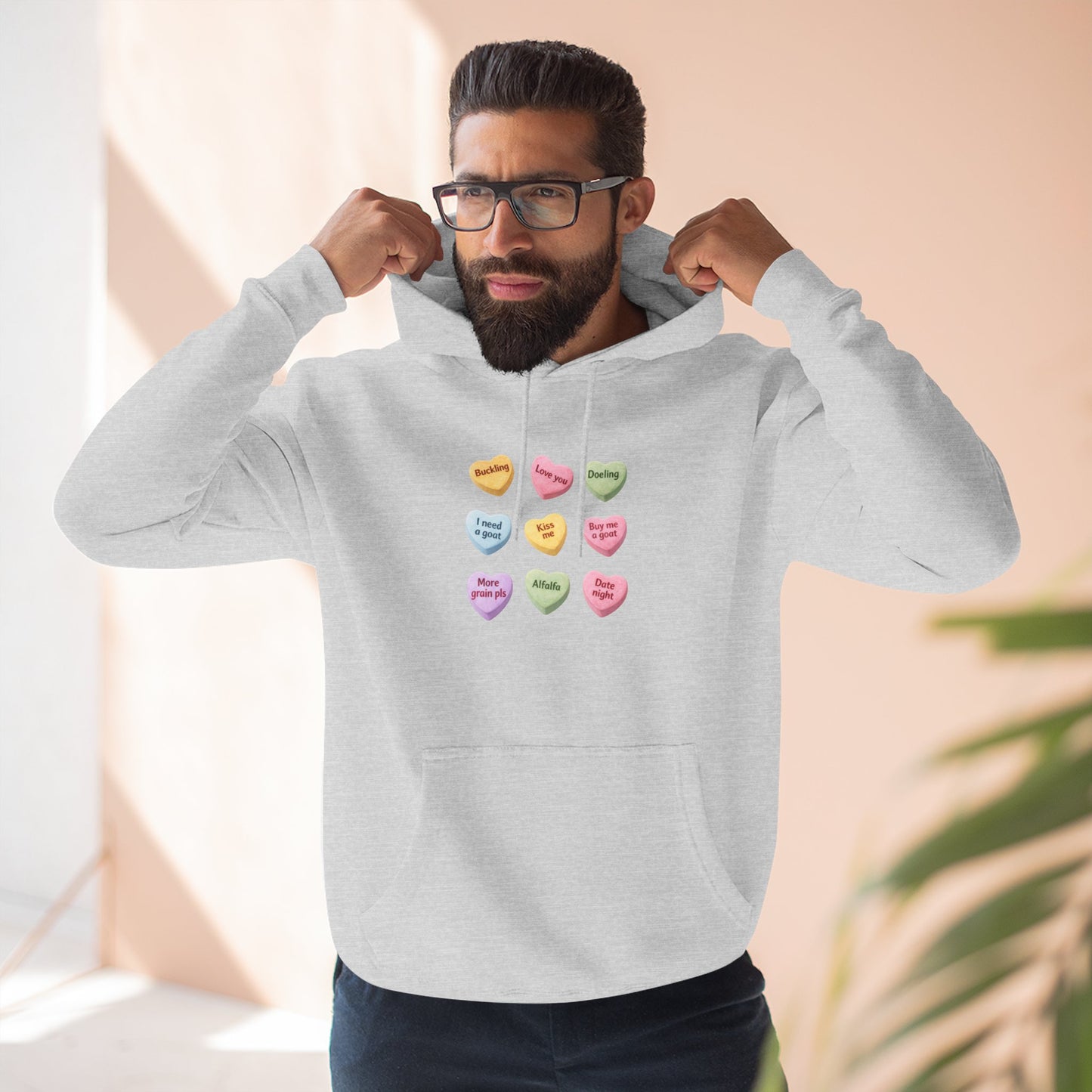 Three-Panel Fleece Hoodie - "Candy Hearts"