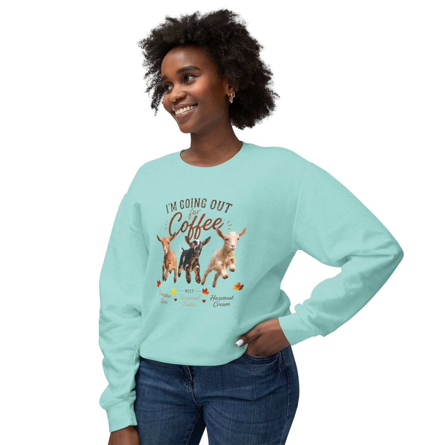 Unisex Lightweight Crewneck Sweatshirt - "Coffee Meet"