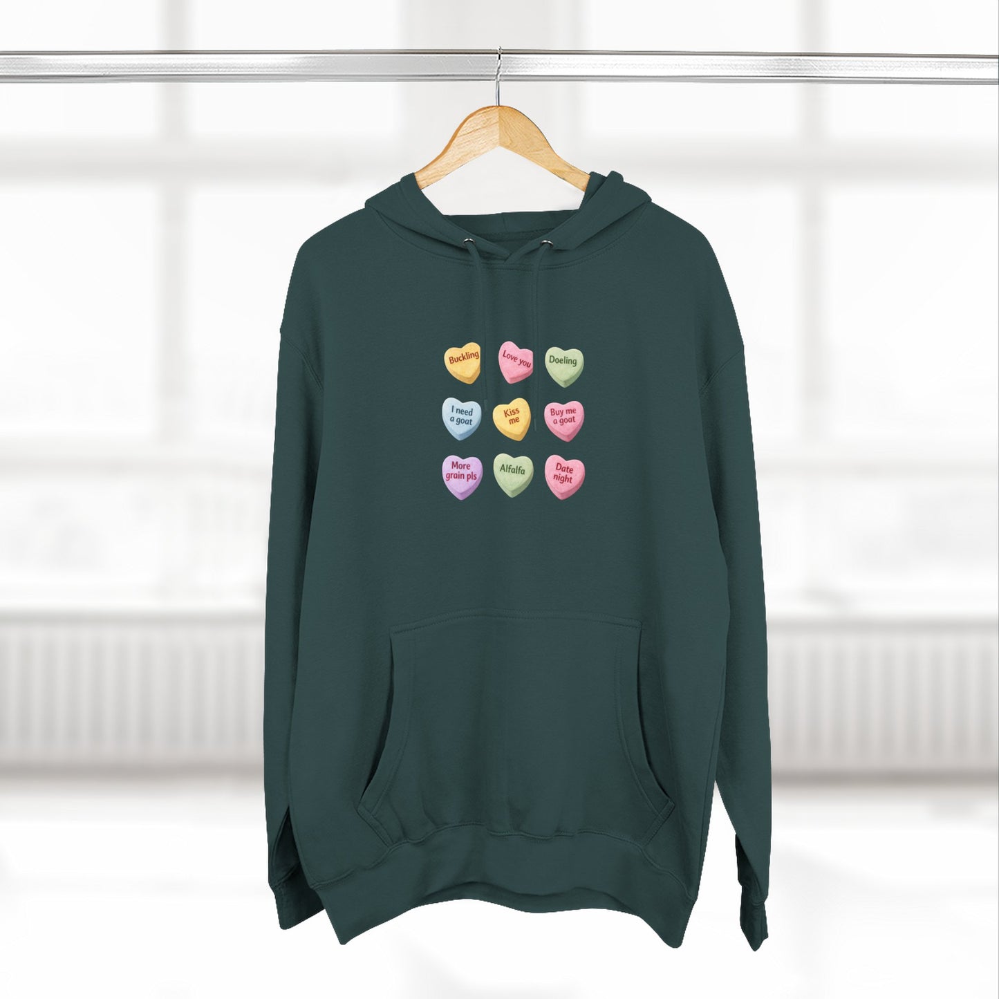 Three-Panel Fleece Hoodie - "Candy Hearts"