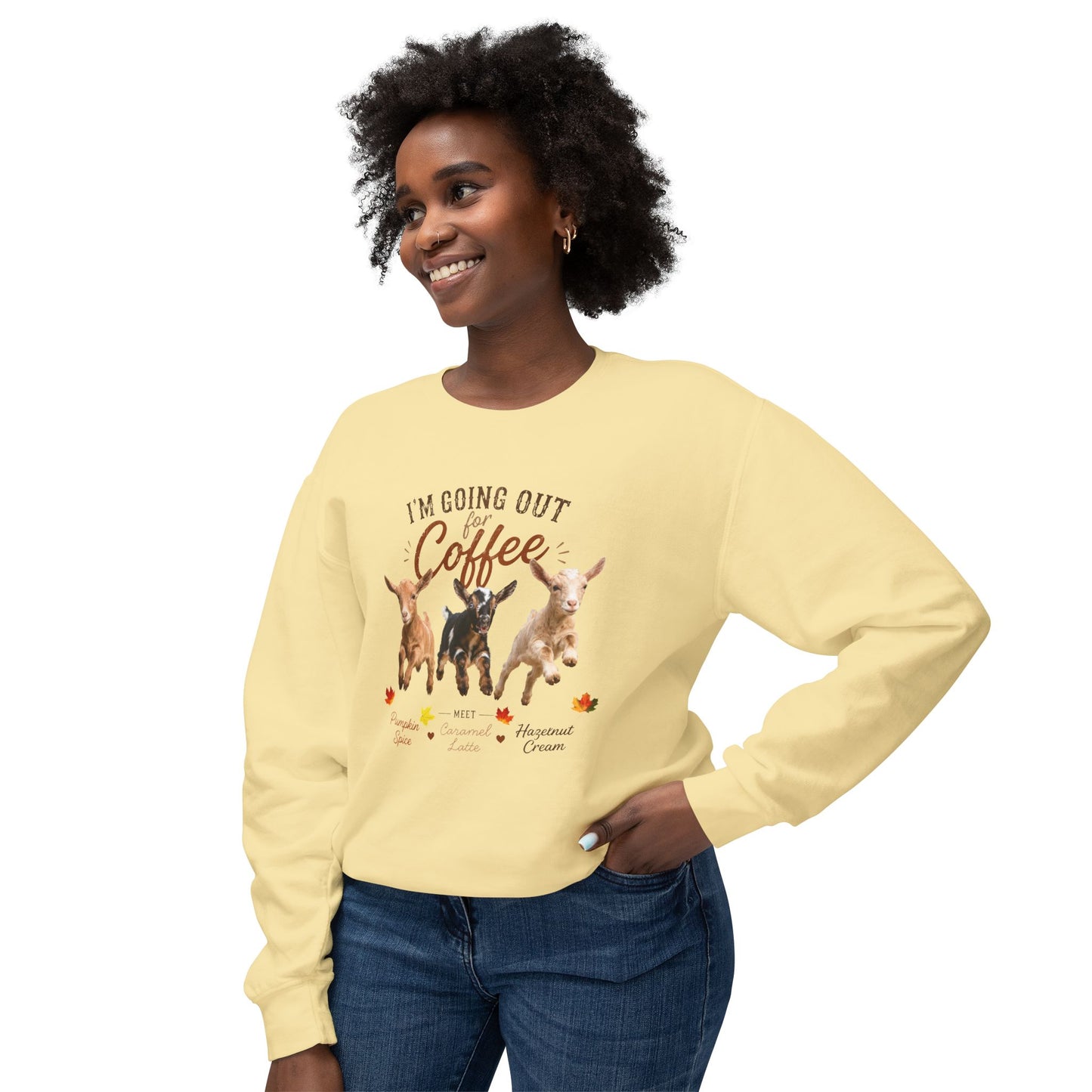 Unisex Lightweight Crewneck Sweatshirt - "Coffee Meet"