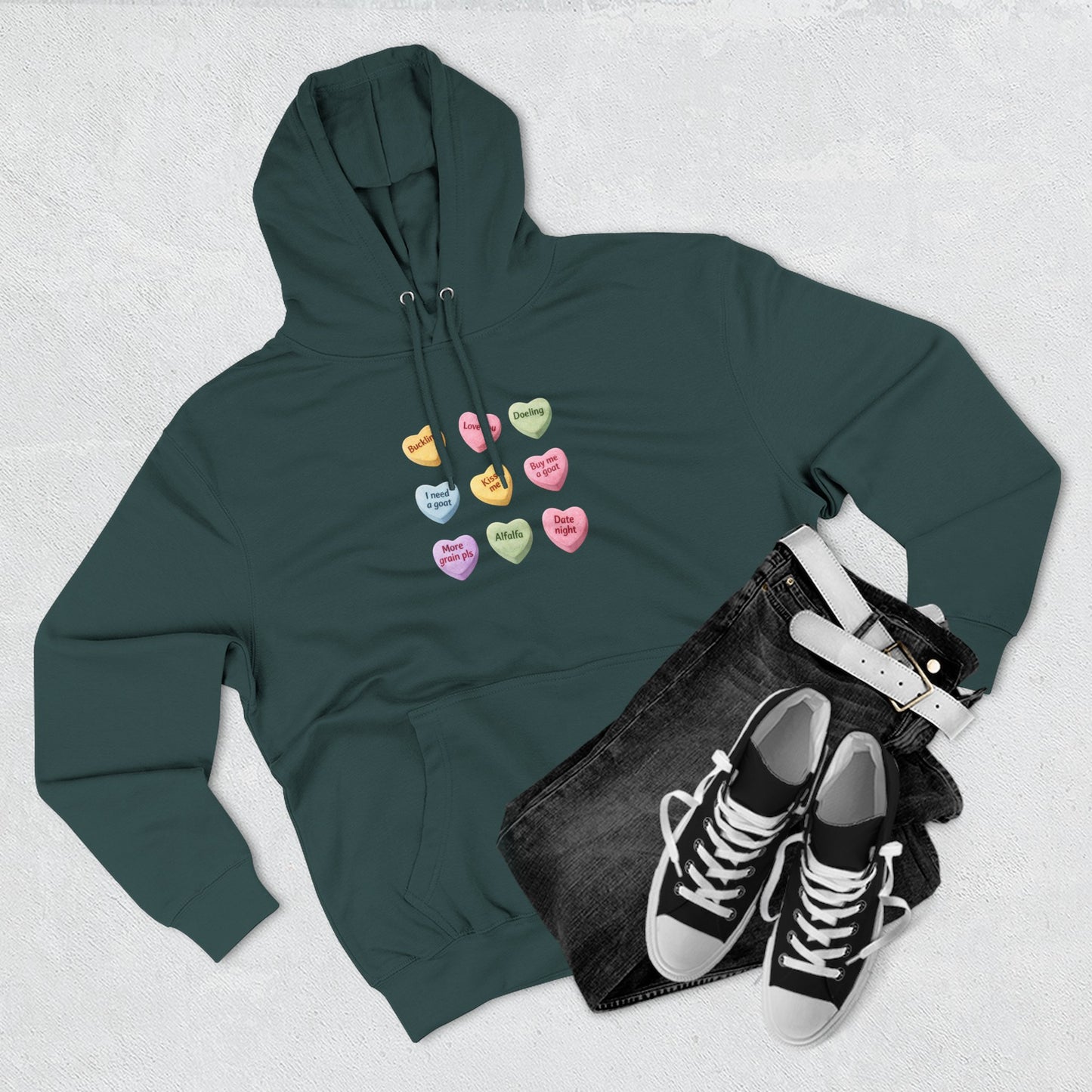 Three-Panel Fleece Hoodie - "Candy Hearts"